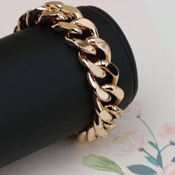 "Polished Rose Gold Chain Bracelet, Gold Plated, XPBL0888 - Picture 10 of 12